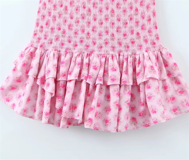 Fragmented Floral Suspender Dress