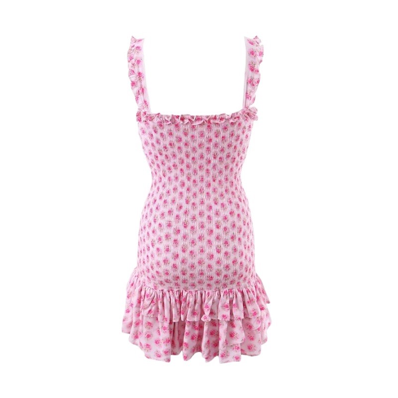 Fragmented Floral Suspender Dress