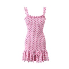 Fragmented Floral Suspender Dress