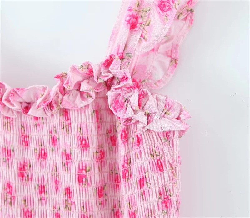 Fragmented Floral Suspender Dress