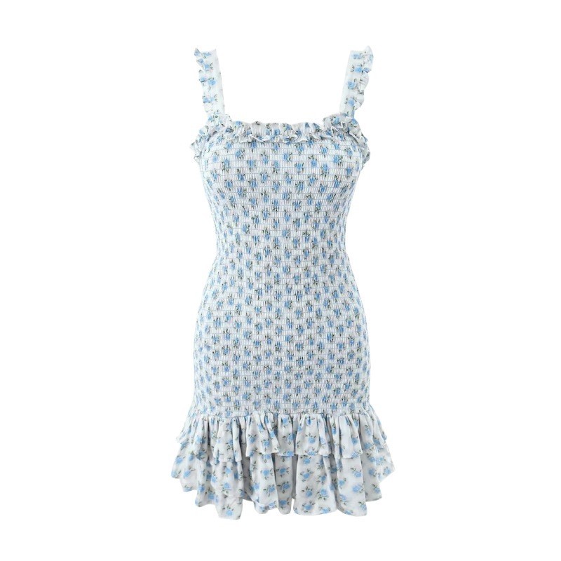 Fragmented Floral Suspender Dress