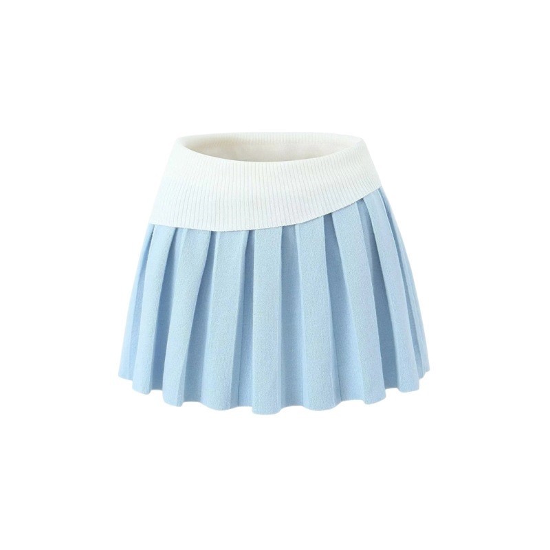 Contrast Knit Short Skirt