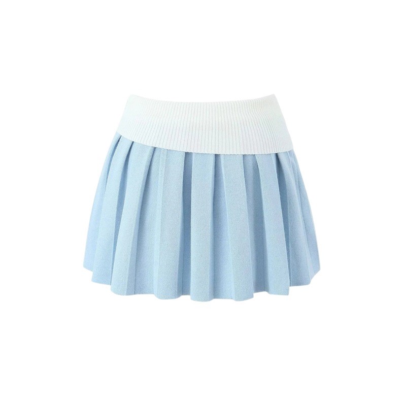 Contrast Knit Short Skirt