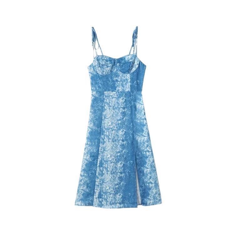 Printed V-neck Strap Dress