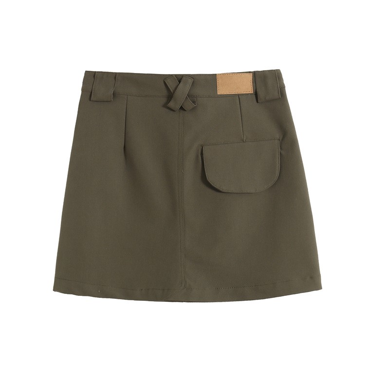 Vintage High Waist Pocket Skirt