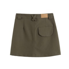 Vintage High Waist Pocket Skirt