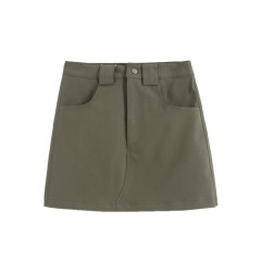 Vintage High Waist Pocket Skirt