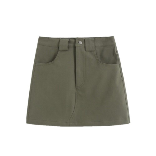Vintage High Waist Pocket Skirt