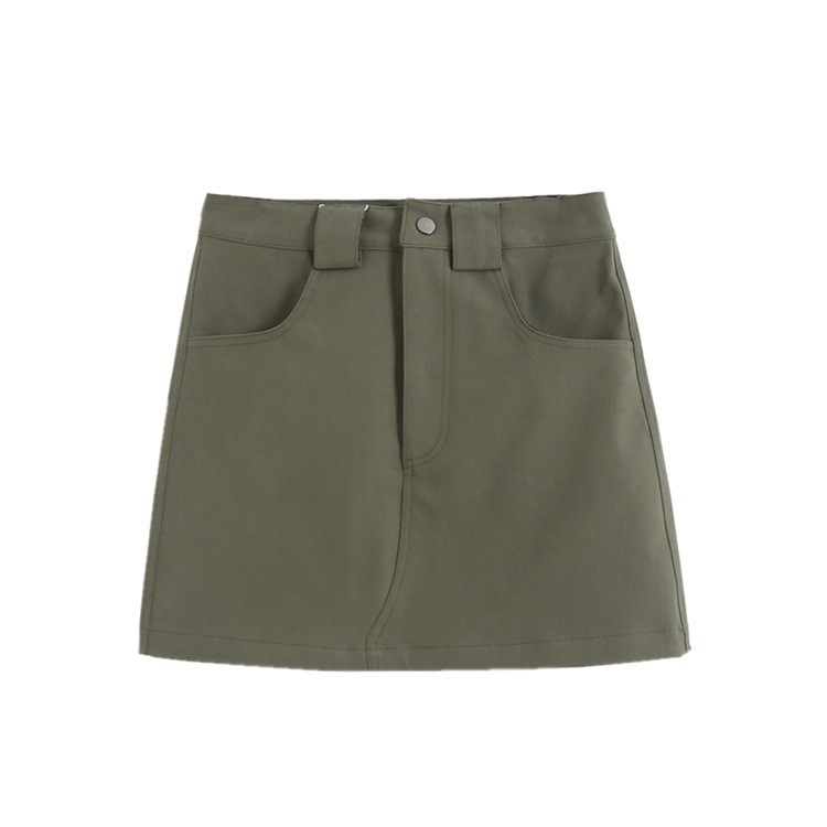 Vintage High Waist Pocket Skirt