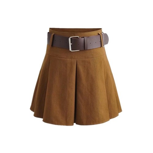 Vintage Solid Color Short Skirt