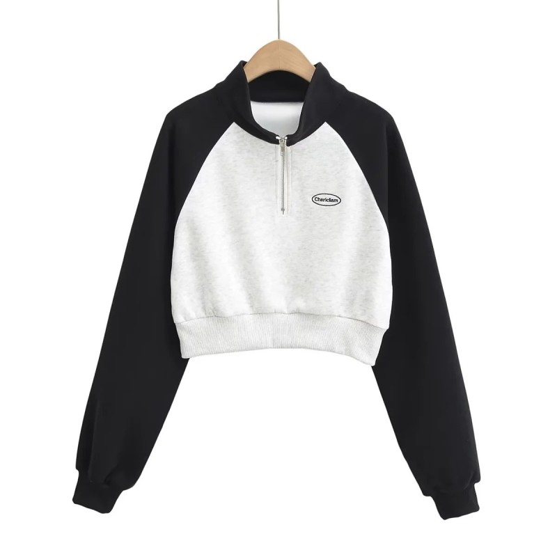 Spliced Half Zip Top