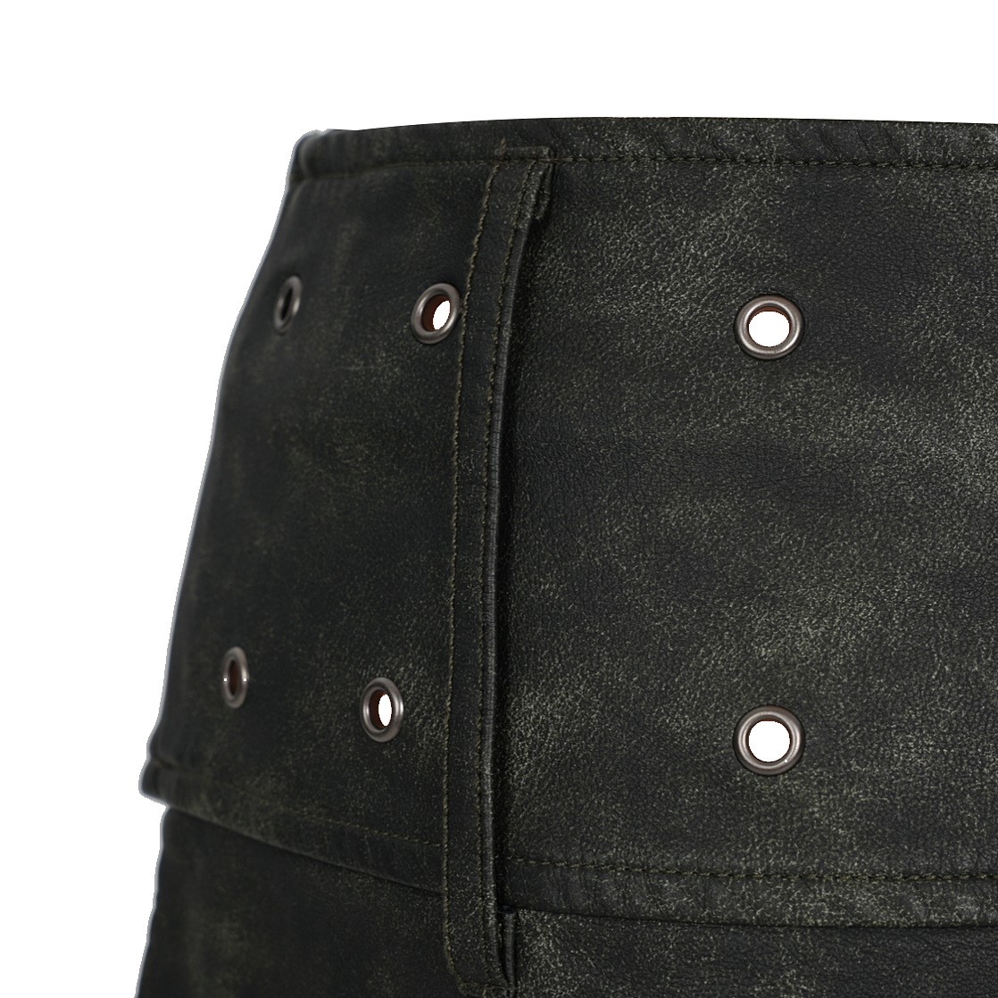 Metal Buckle PU Leather Short Skirt
