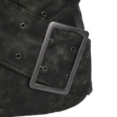 Metal Buckle PU Leather Short Skirt