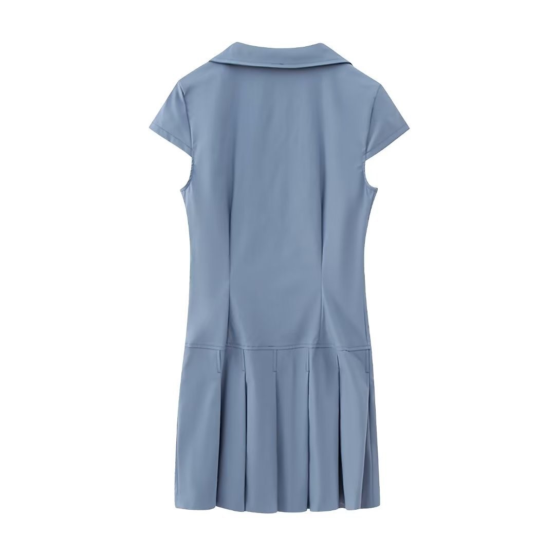 Wide Pleated Shirt Style Dress
