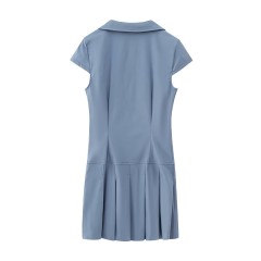 Wide Pleated Shirt Style Dress