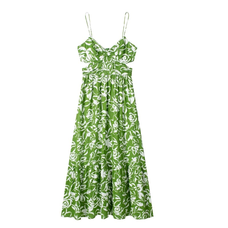 Printed Midi Strap Dress