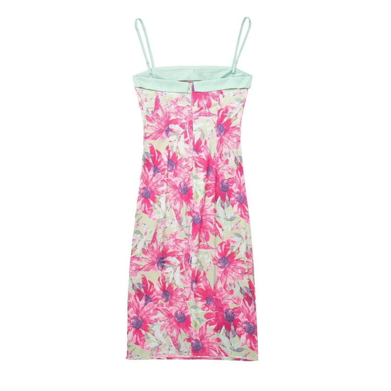 Fragmented Floral Suspender Dress