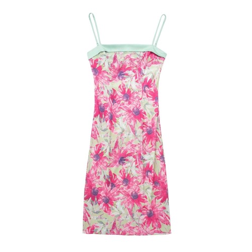 Fragmented Floral Suspender Dress