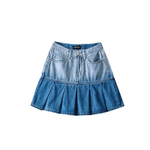 Denim Pleated Skirt