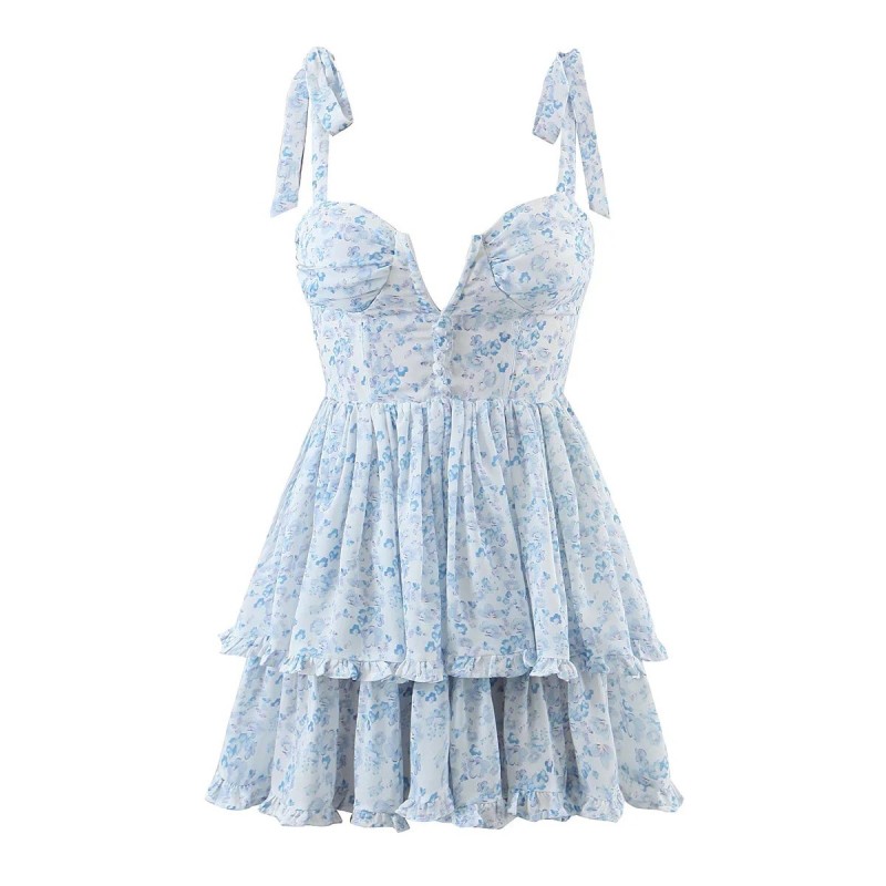 Chiffon Printed Strap Dress