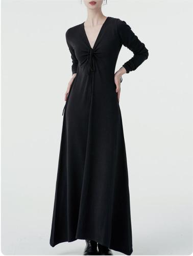 Halter skirt long-sleeved knit dress