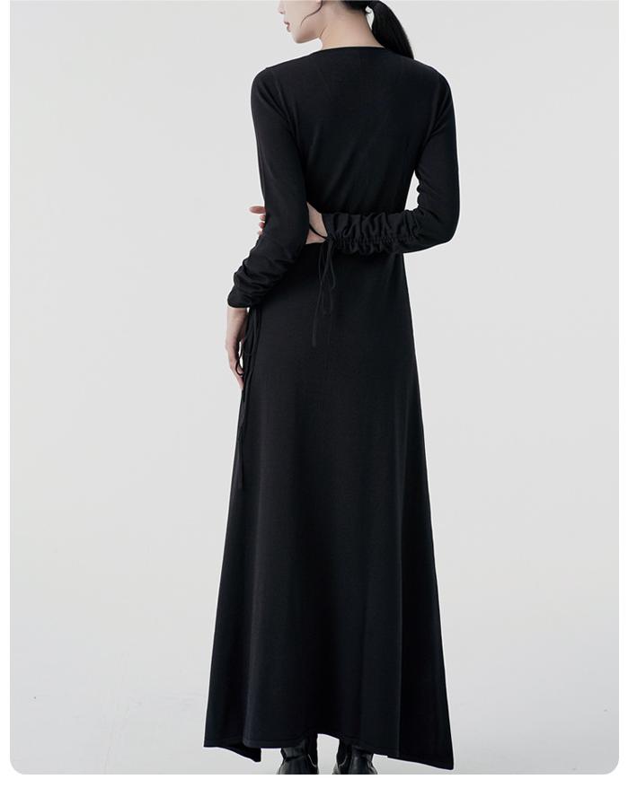 Halter skirt long-sleeved knit dress
