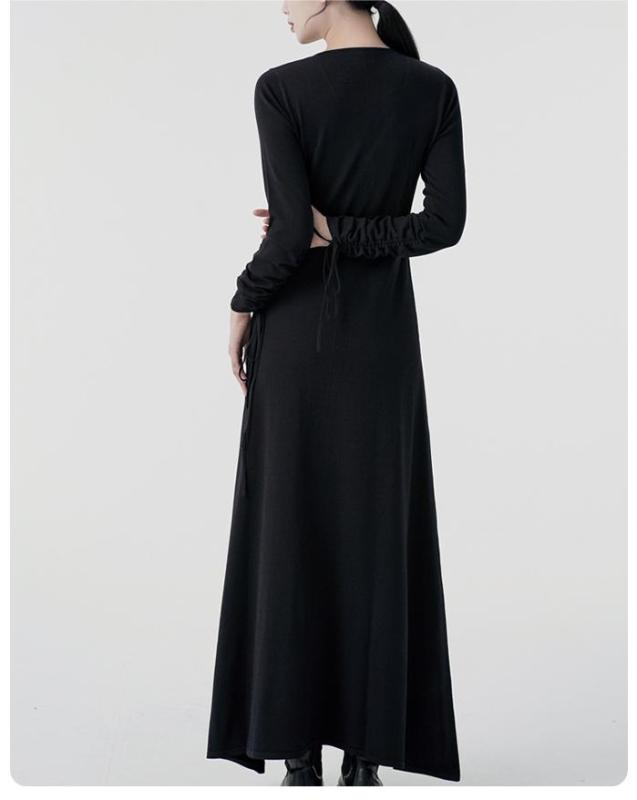 Halter skirt long-sleeved knit dress