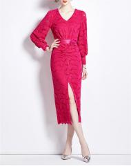 Stylish V-neck lace dress