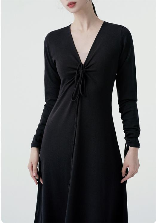 Halter skirt long-sleeved knit dress