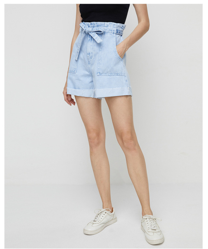 High-waisted denim shorts for women