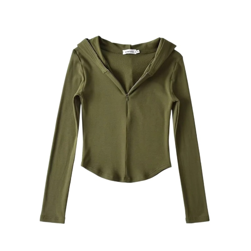 Hooded half zipper and fleece long sleeves