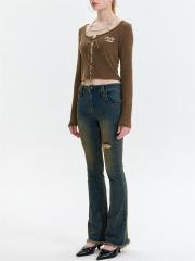 Spice embroidery cardigan with long sleeves