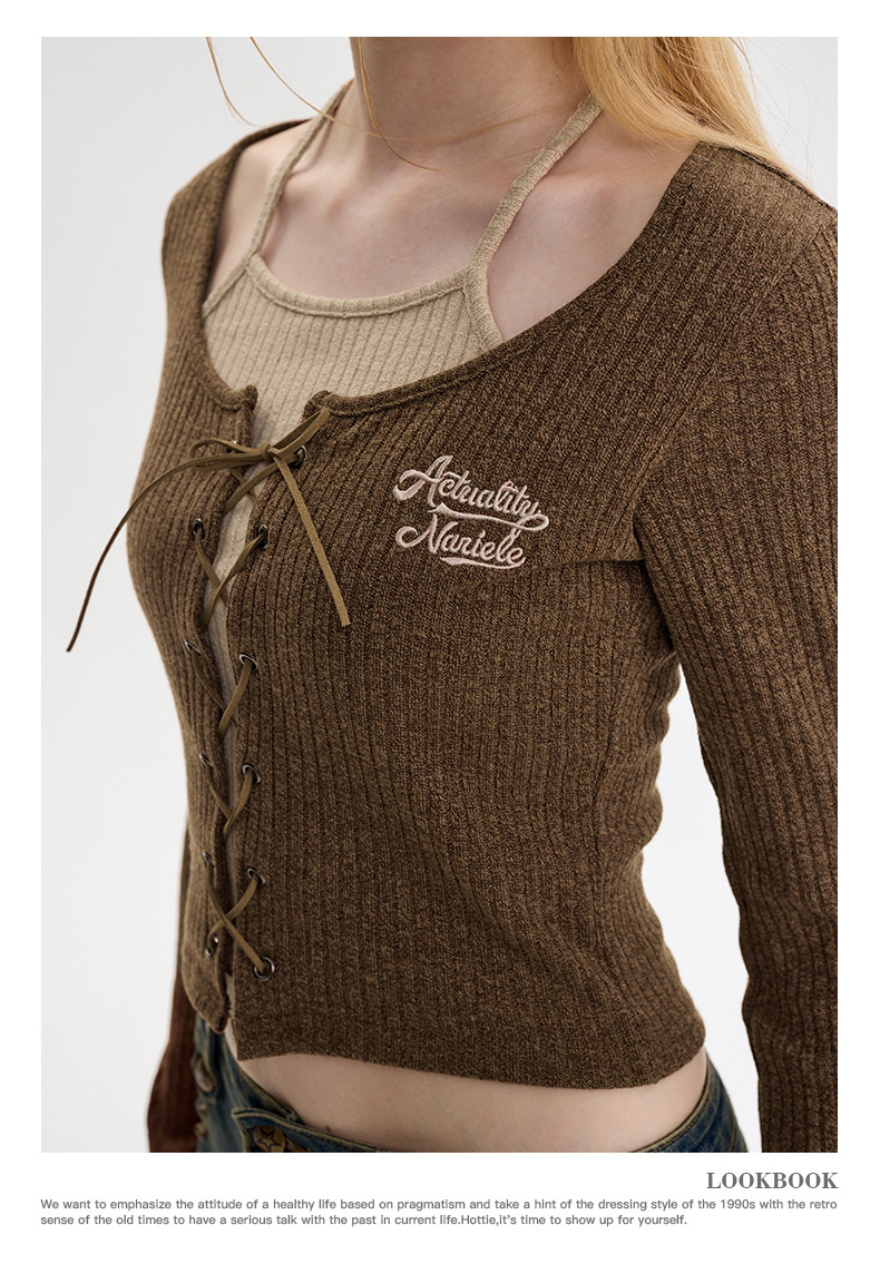 Spice embroidery cardigan with long sleeves