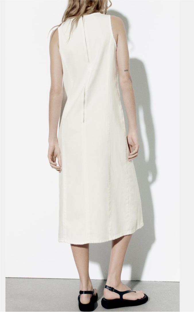 New round neck denim dress