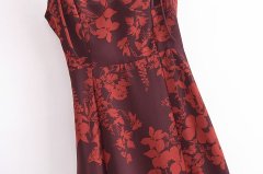 Sexy split print slip dress