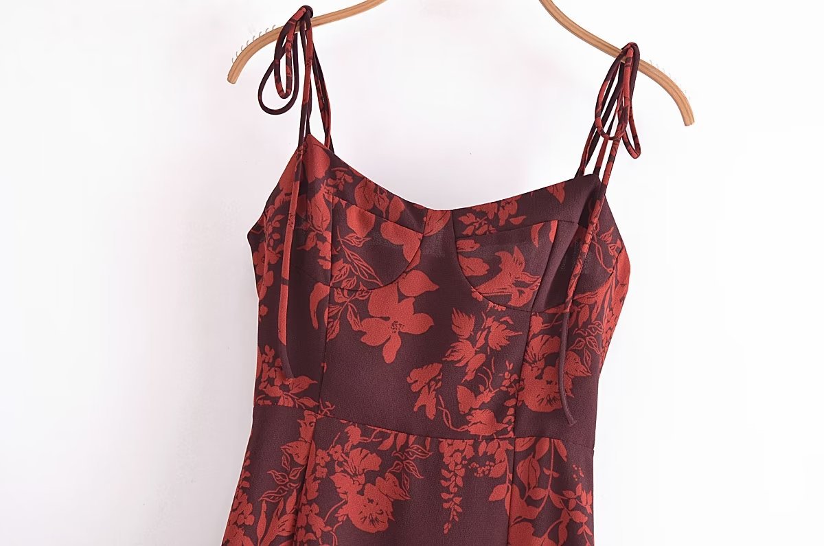 Sexy split print slip dress
