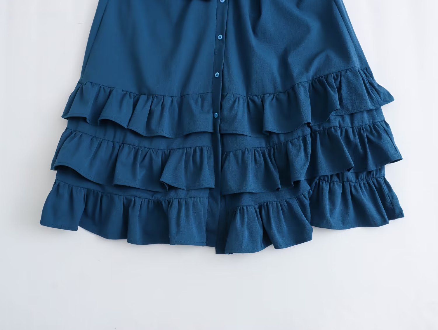 Long ruffled lapel shirt dress