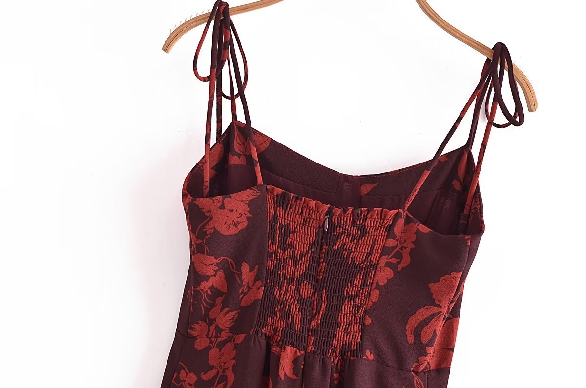 Sexy split print slip dress