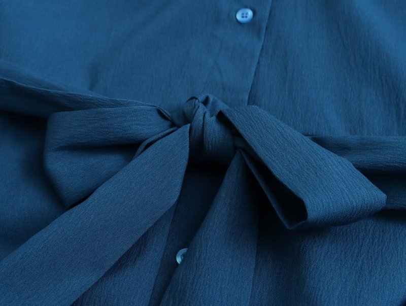 Long ruffled lapel shirt dress