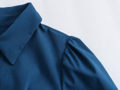 Long ruffled lapel shirt dress