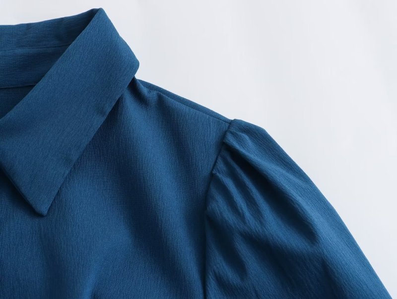 Long ruffled lapel shirt dress