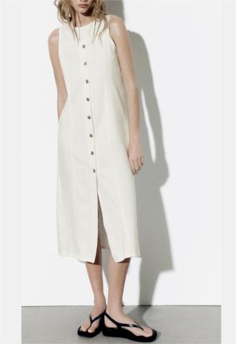 New round neck denim dress