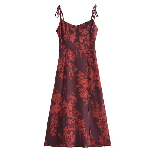 Sexy split print slip dress