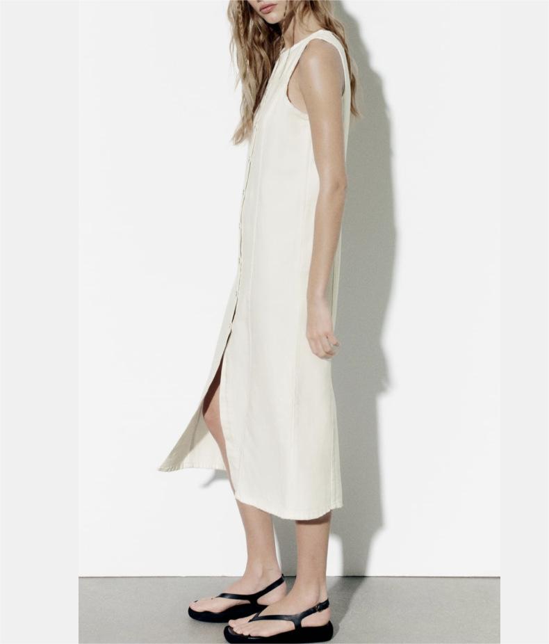 New round neck denim dress