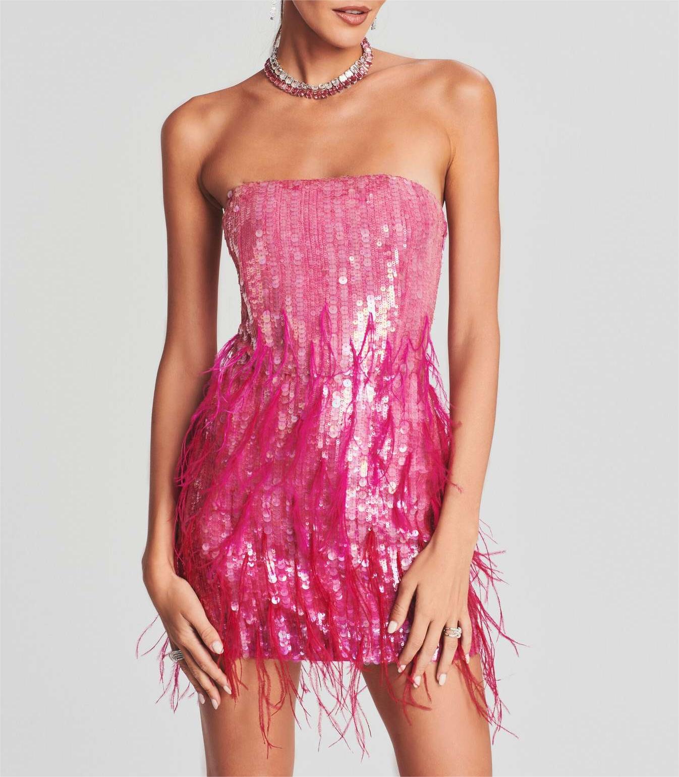 Pink mini strapless dress