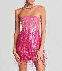 Pink mini strapless dress