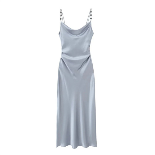 Mid-length dress with halter straps