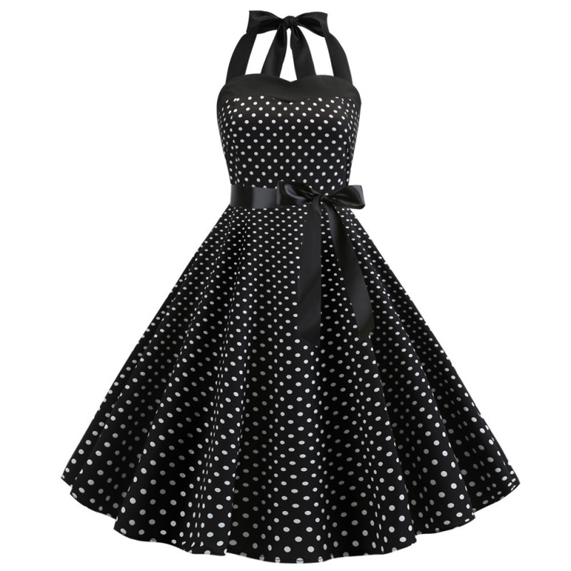 Halter polka dot vintage dress