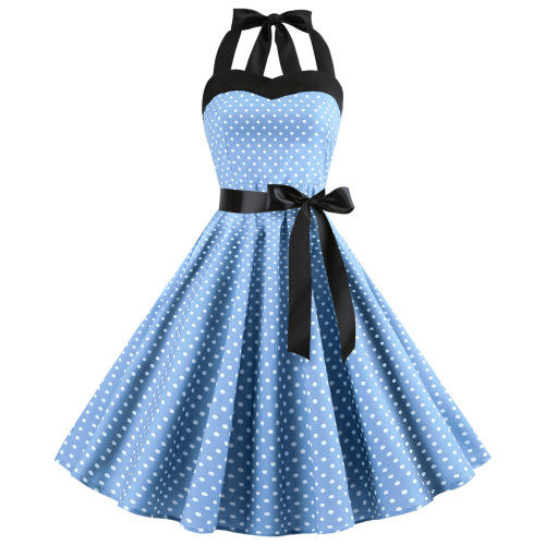 Halter polka dot vintage dress