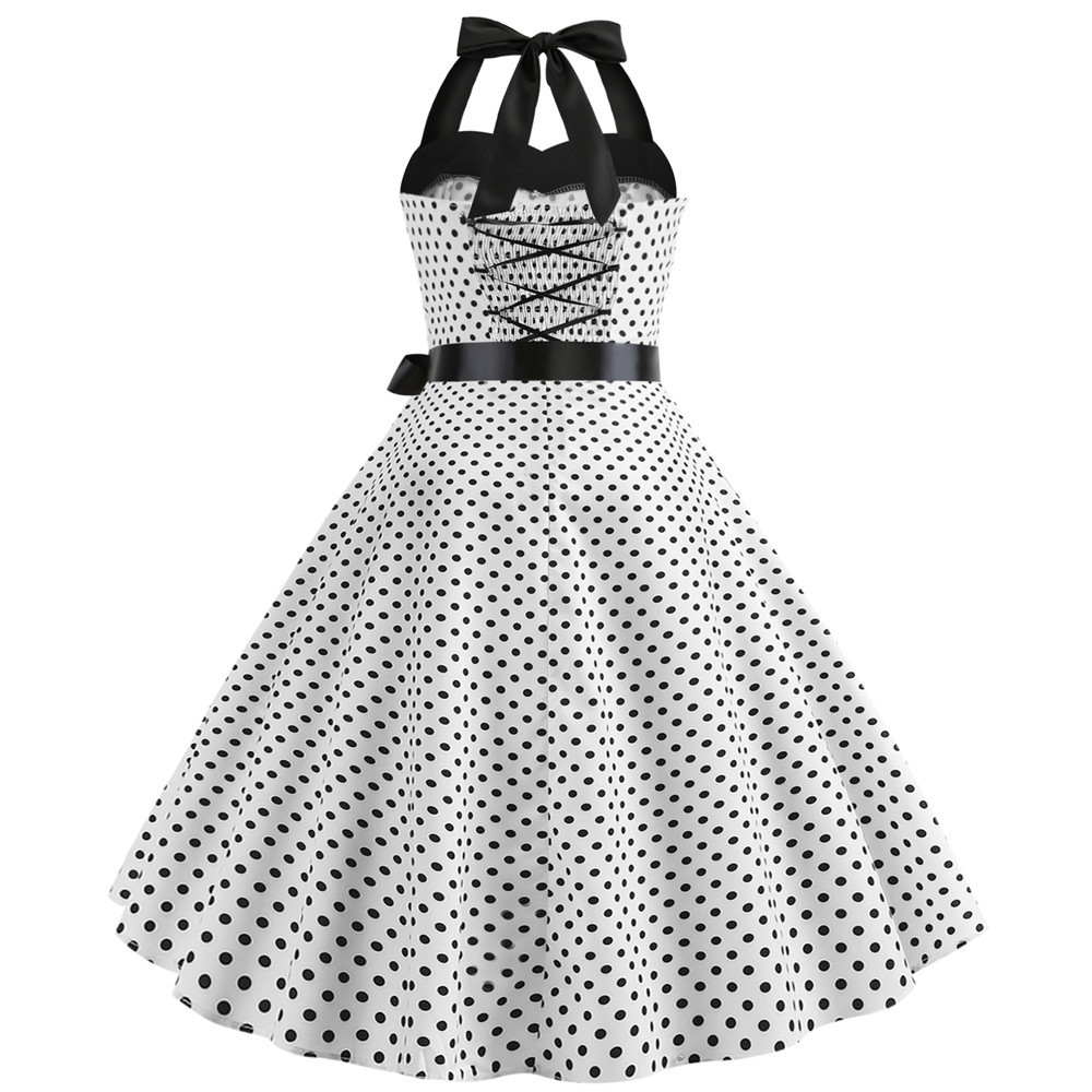 Halter polka dot vintage dress